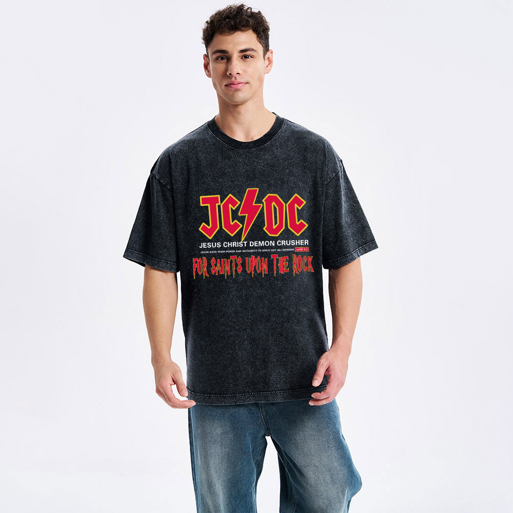 Jesus Christ Demon Crusher Christian Washed T-Shirt