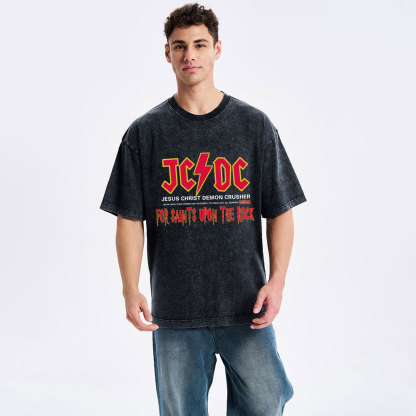 Jesus Christ Demon Crusher Christian Washed T-Shirt