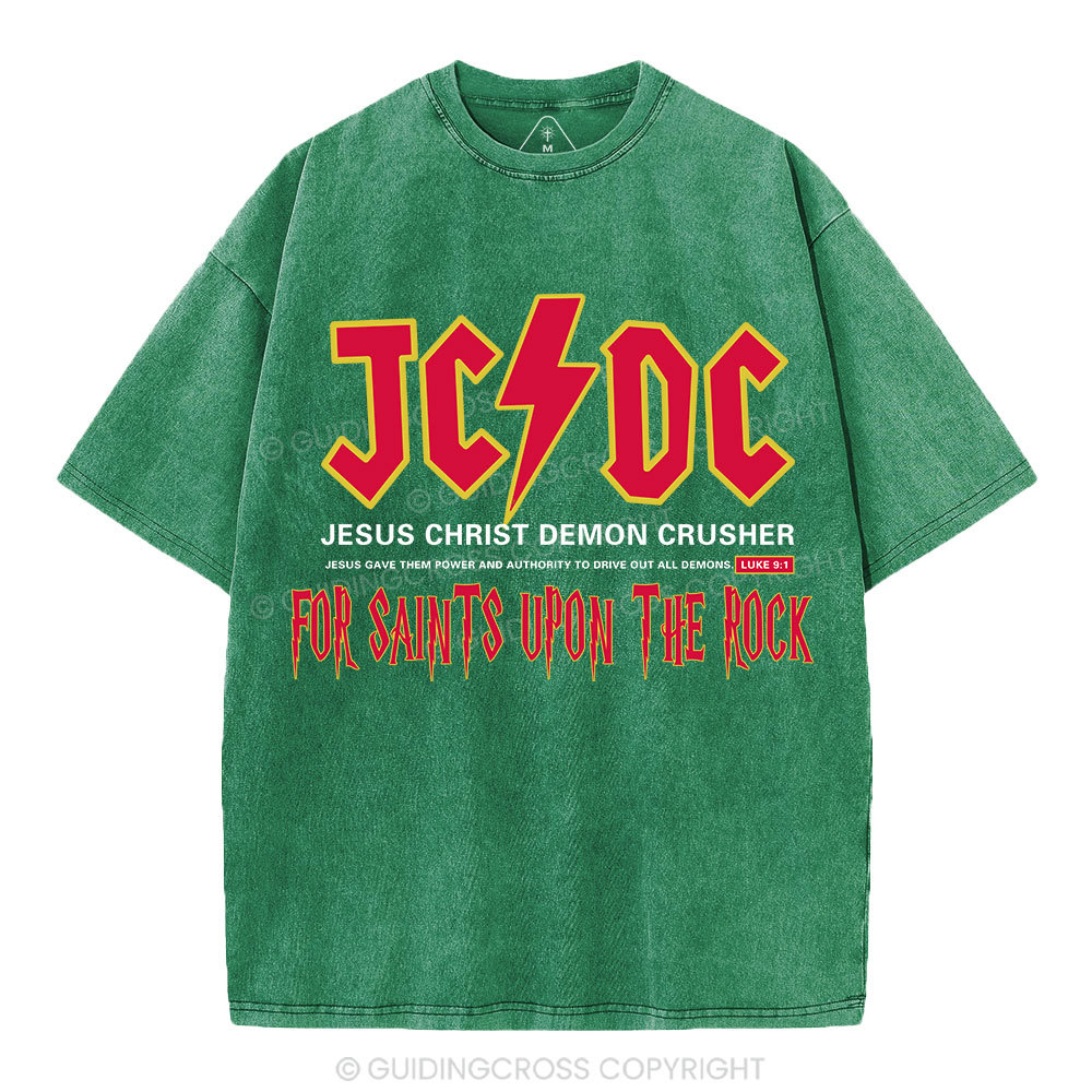 Jesus Christ Demon Crusher Christian Washed T-Shirt