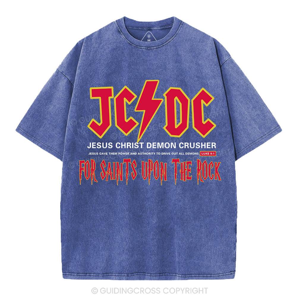 Jesus Christ Demon Crusher Christian Washed T-Shirt