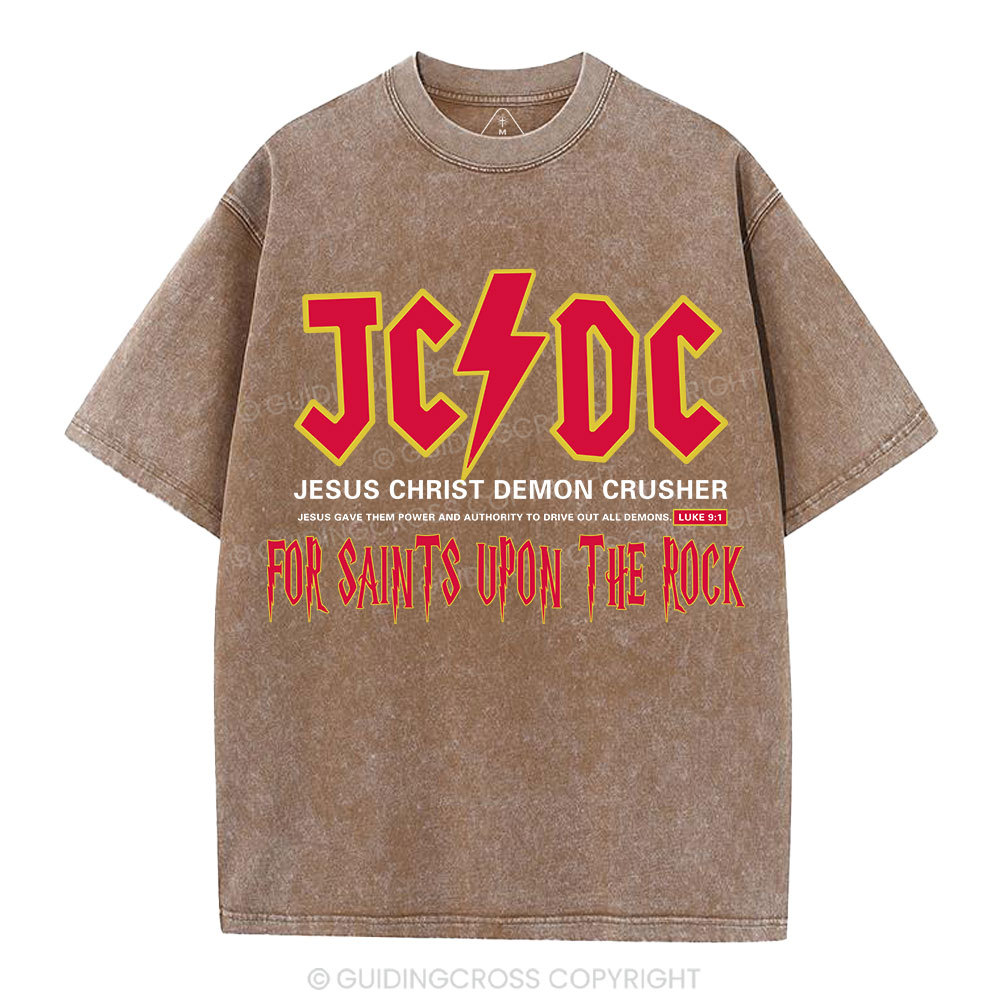 Jesus Christ Demon Crusher Christian Washed T-Shirt