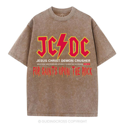 Jesus Christ Demon Crusher Christian Washed T-Shirt