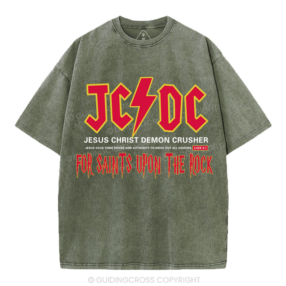 Jesus Christ Demon Crusher Christian Washed T-Shirt