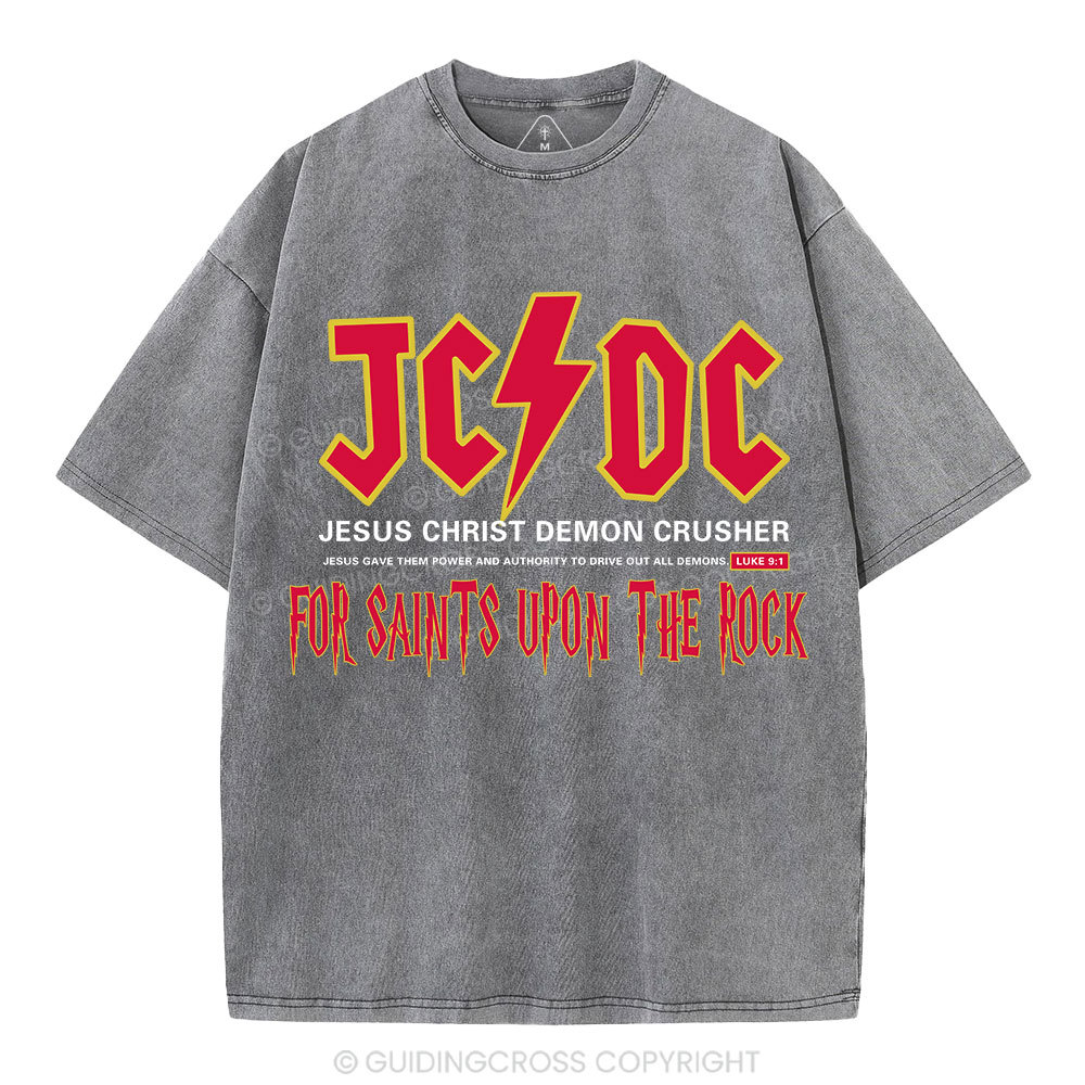 Jesus Christ Demon Crusher Christian Washed T-Shirt