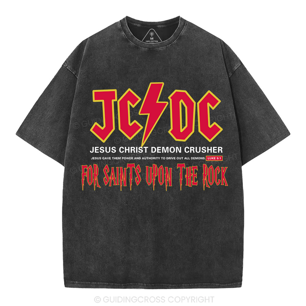 JCDC Jesus Christ Demon Crusher Christian Washed T-Shirt Sale