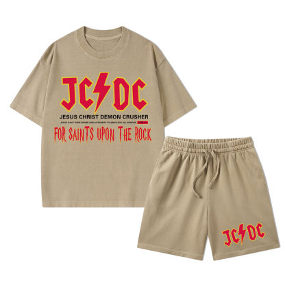 Jesus Christ Demon Crusher Christian Washed T-Shirt & Shorts