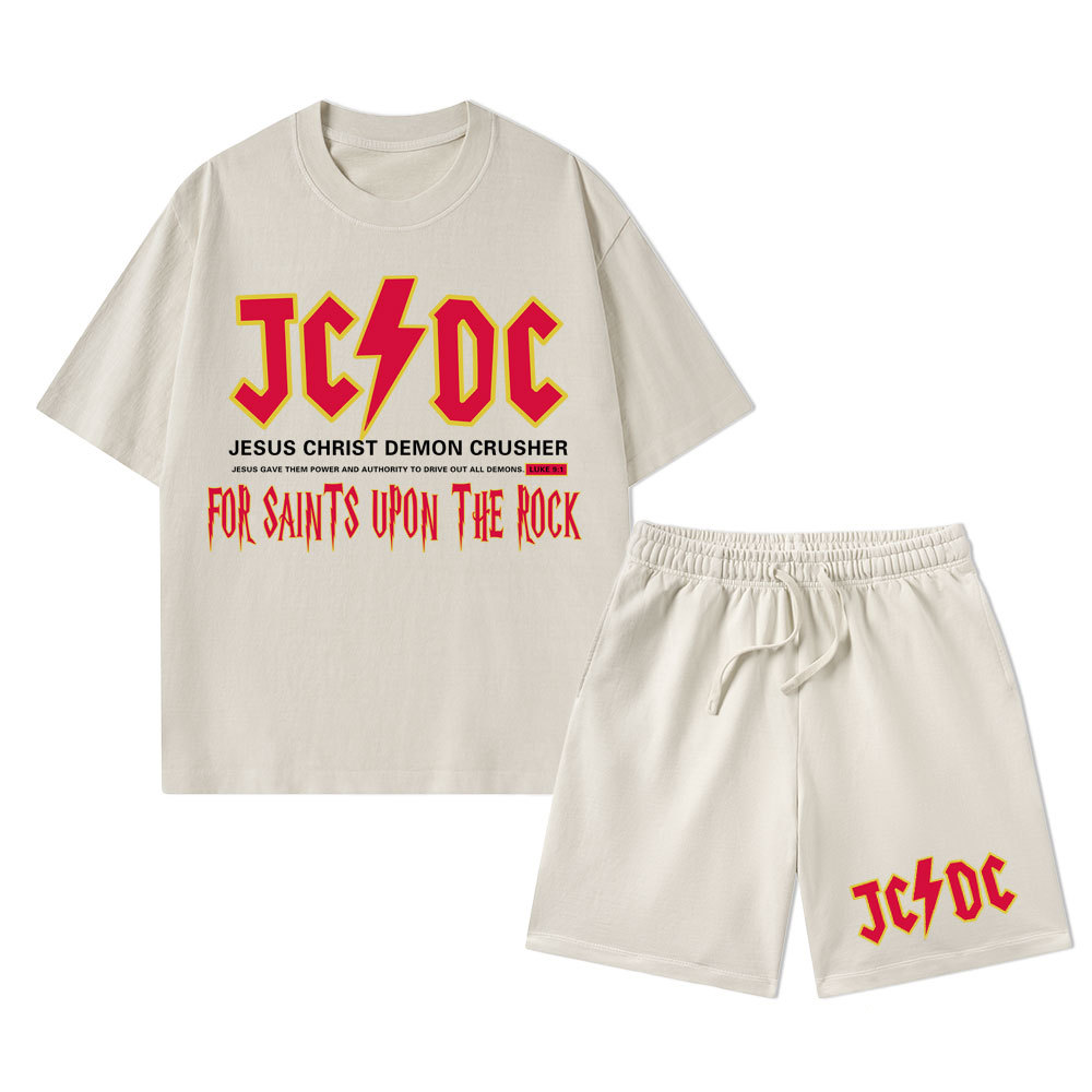 Jesus Christ Demon Crusher Christian Washed T-Shirt & Shorts