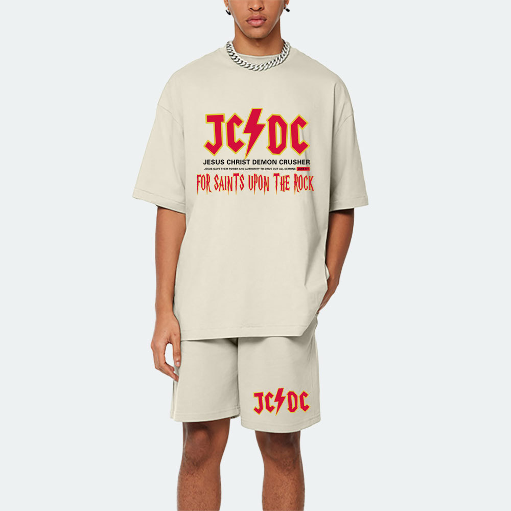 Jesus Christ Demon Crusher Christian Washed T-Shirt & Shorts