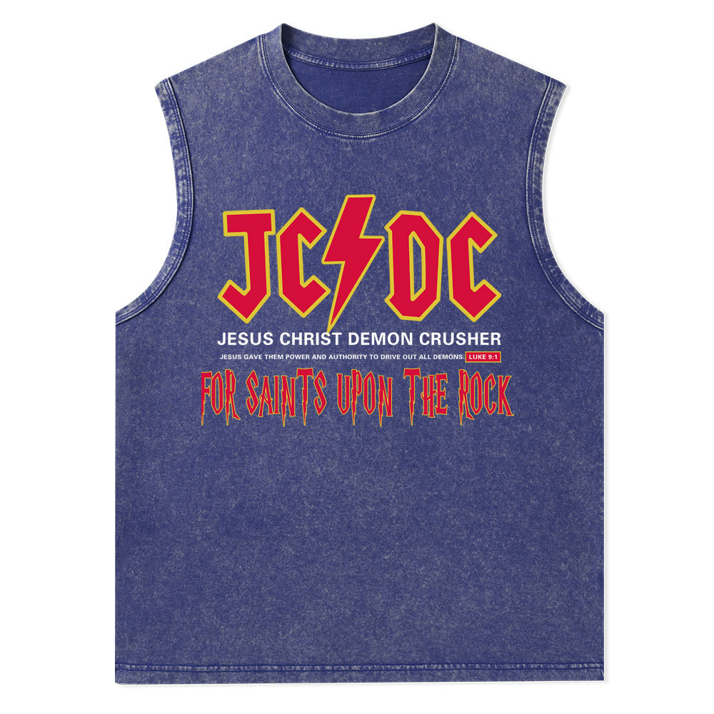 Jesus Christ Demon Crusher Christian Washed Tank Top