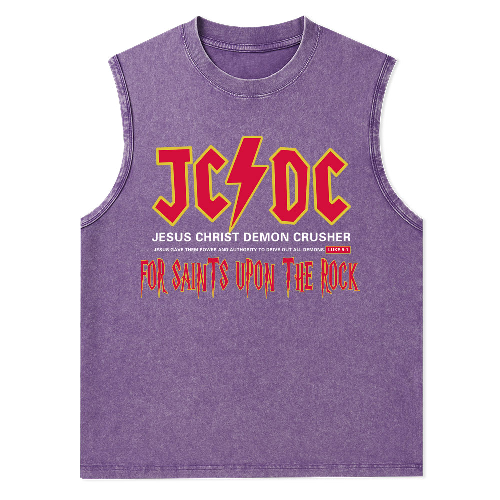 Jesus Christ Demon Crusher Christian Washed Tank Top