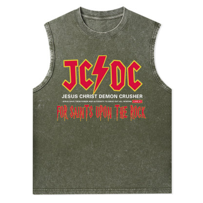 Jesus Christ Demon Crusher Christian Washed Tank Top