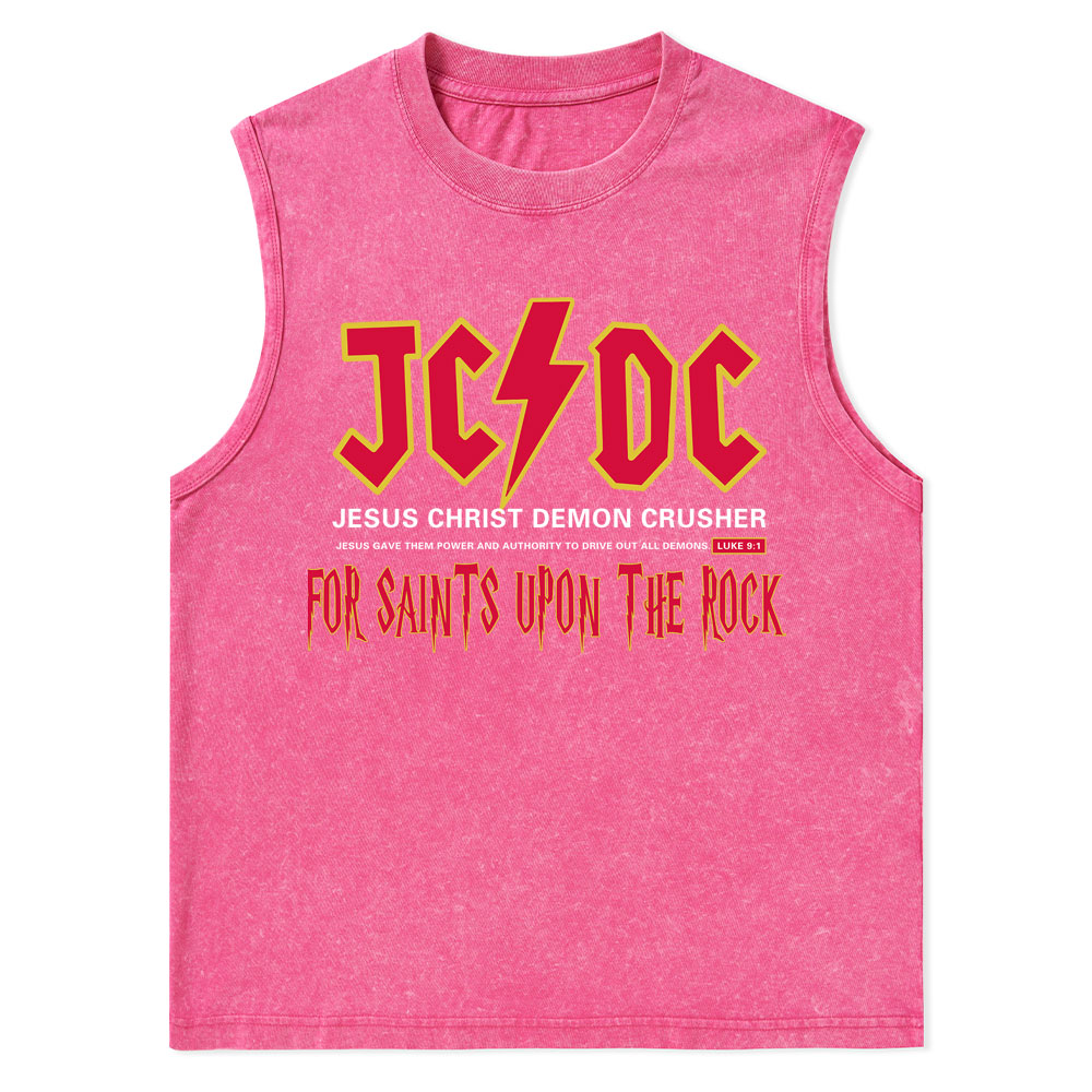 Jesus Christ Demon Crusher Christian Washed Tank Top