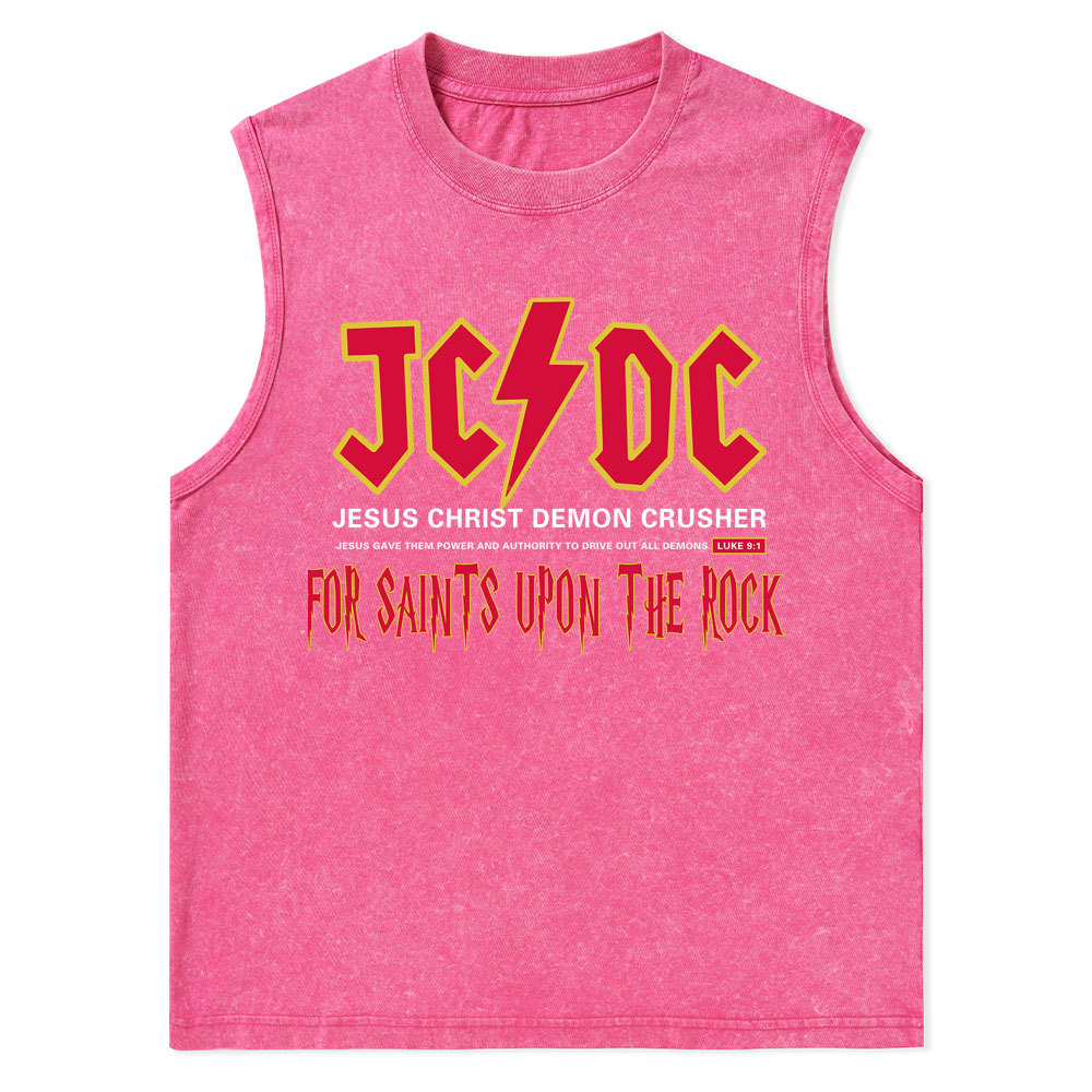 Jesus Christ Demon Crusher Christian Washed Tank Top