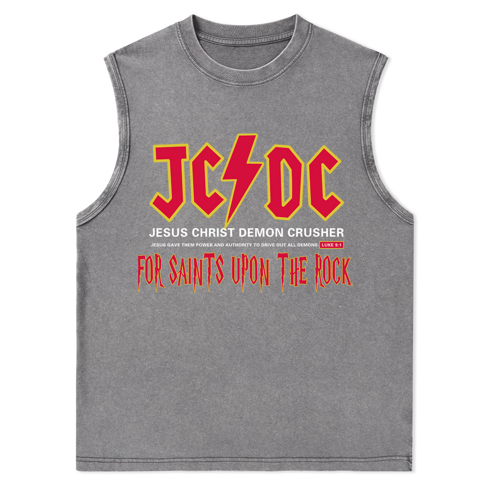 Jesus Christ Demon Crusher Christian Washed Tank Top