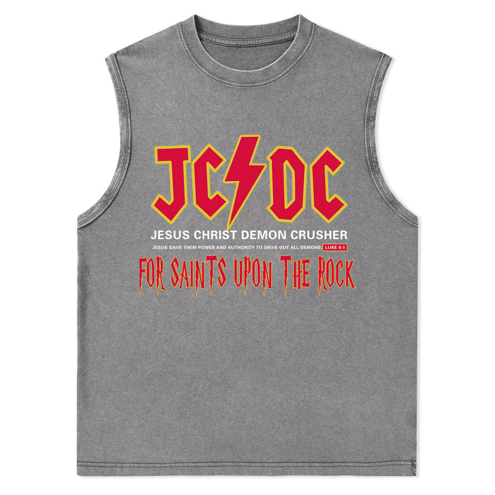 Jesus Christ Demon Crusher Christian Washed Tank Top