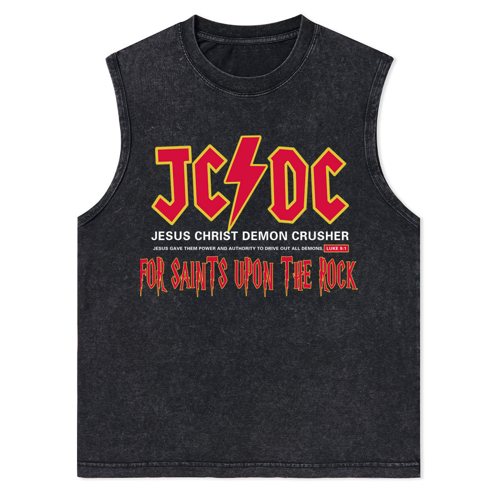 Jesus Christ Demon Crusher Christian Washed Tank Top