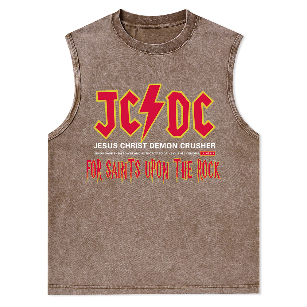 Jesus Christ Demon Crusher Christian Washed Tank Top