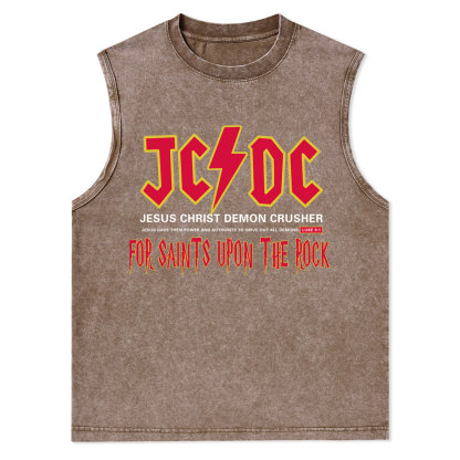 Jesus Christ Demon Crusher Christian Washed Tank Top