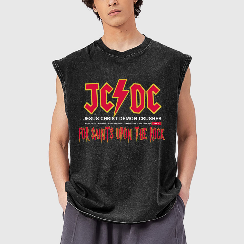 Jesus Christ Demon Crusher Christian Washed Tank Top