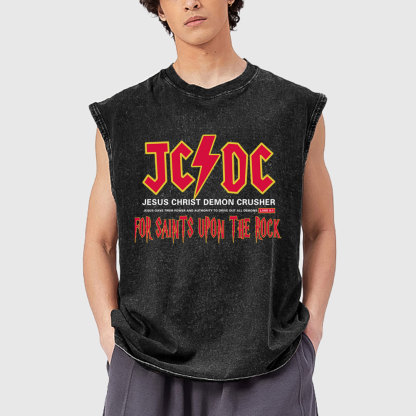 Jesus Christ Demon Crusher Christian Washed Tank Top