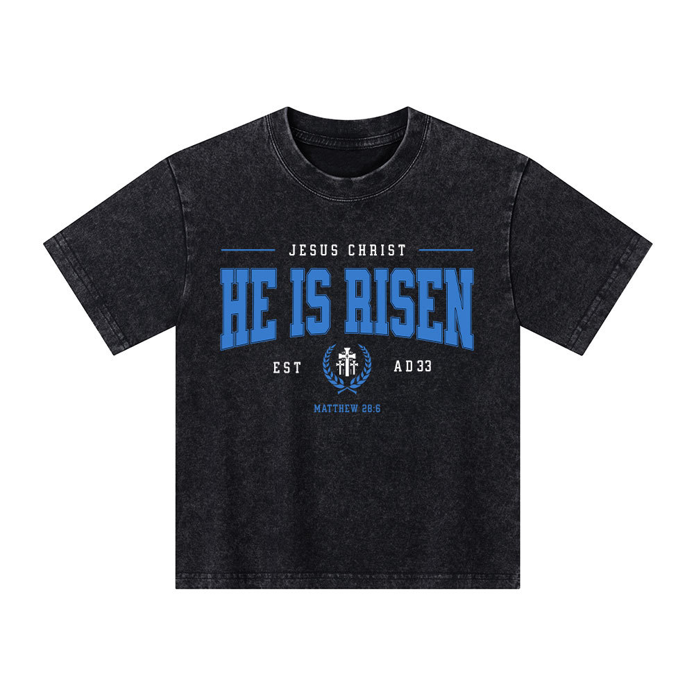 Jesus Christ He Is Risen Christian Kid Washed T-Shirt