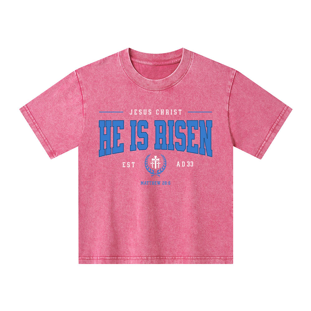 Jesus Christ He Is Risen Christian Kid Washed T-Shirt