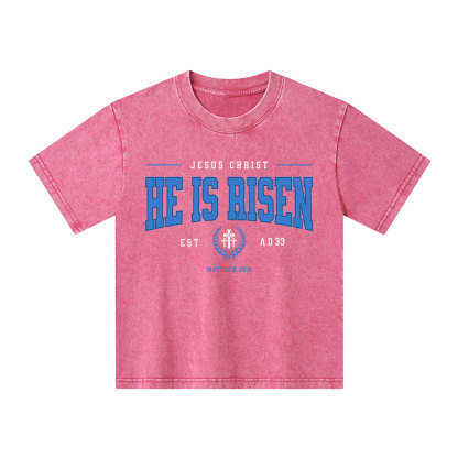 Jesus Christ He Is Risen Christian Kid Washed T-Shirt
