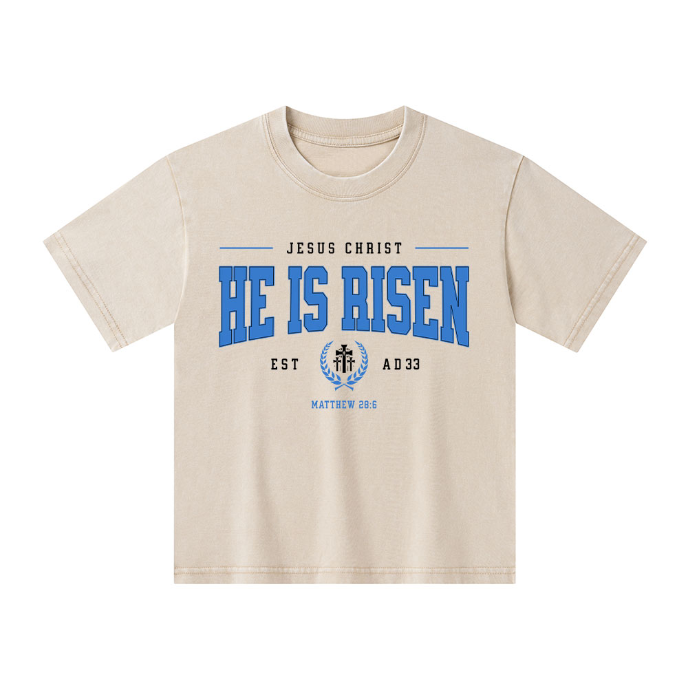 Jesus Christ He Is Risen Christian Kid Washed T-Shirt