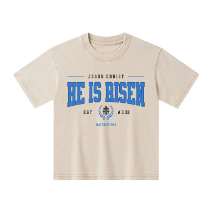 Jesus Christ He Is Risen Christian Kid Washed T-Shirt