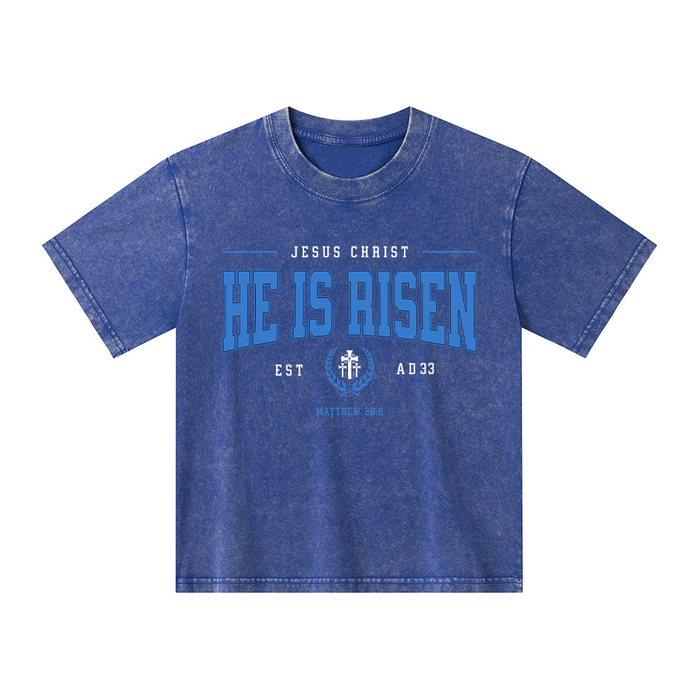 Jesus Christ He Is Risen Christian Kid Washed T-Shirt