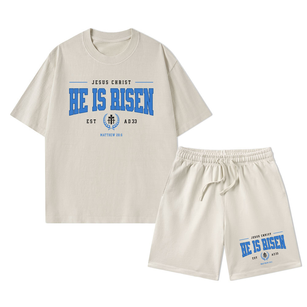Jesus Christ He Is Risen Christian Washed T-Shirt & Shorts