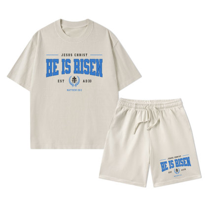 Jesus Christ He Is Risen Christian Washed T-Shirt & Shorts