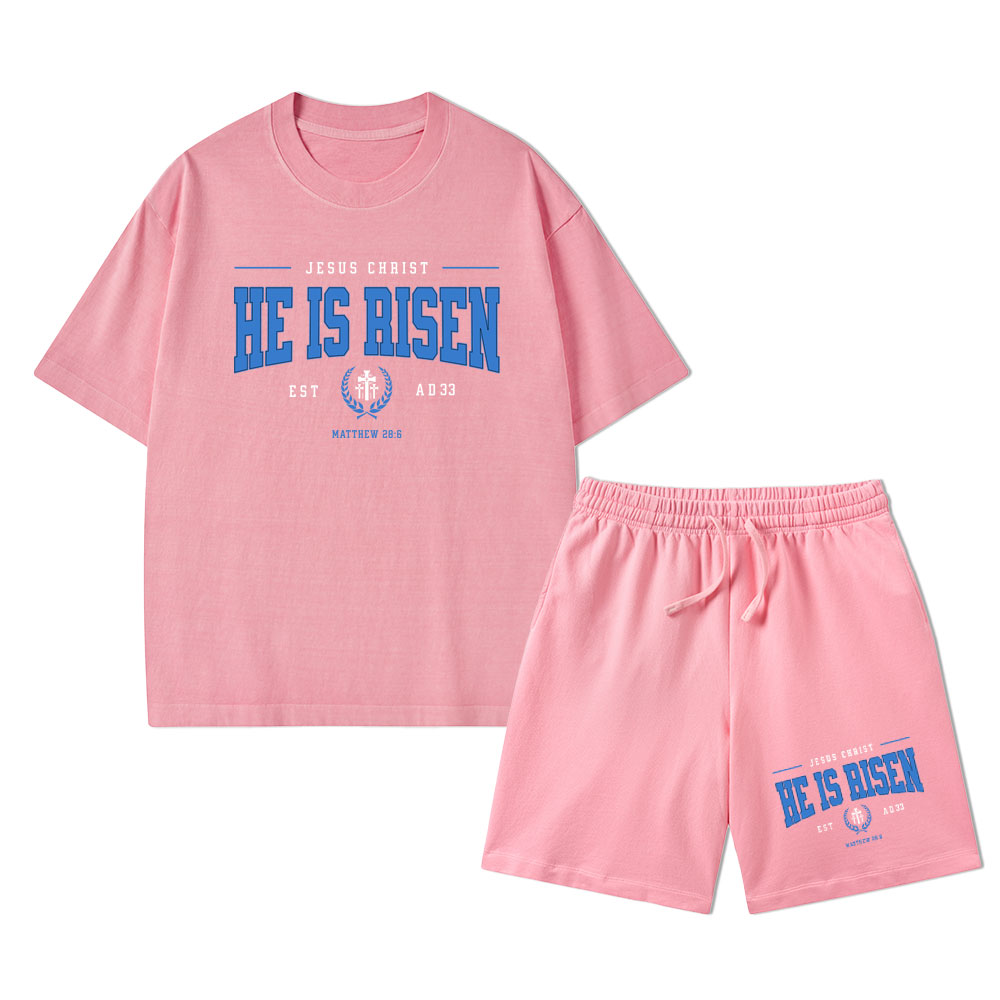 Jesus Christ He Is Risen Christian Washed T-Shirt & Shorts