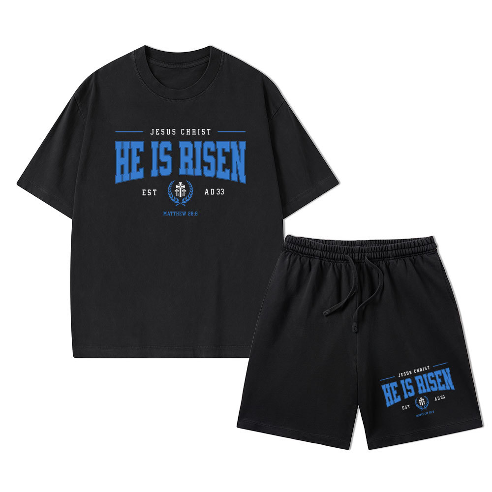 Jesus Christ He Is Risen Christian Washed T-Shirt & Shorts