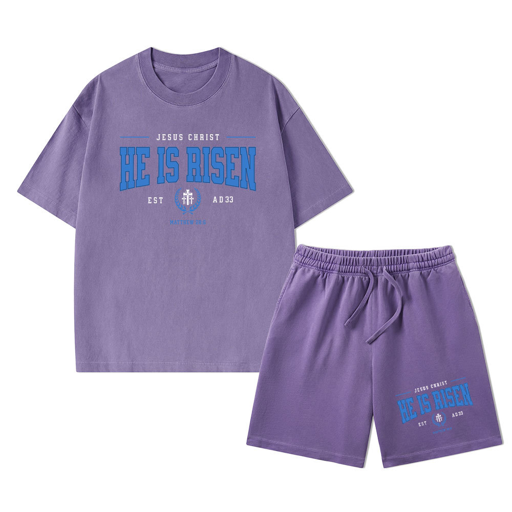 Jesus Christ He Is Risen Christian Washed T-Shirt & Shorts