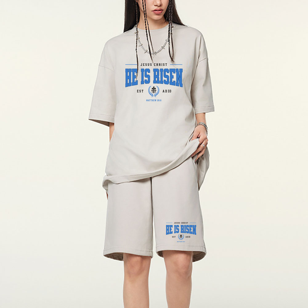 Jesus Christ He Is Risen Christian Washed T-Shirt & Shorts