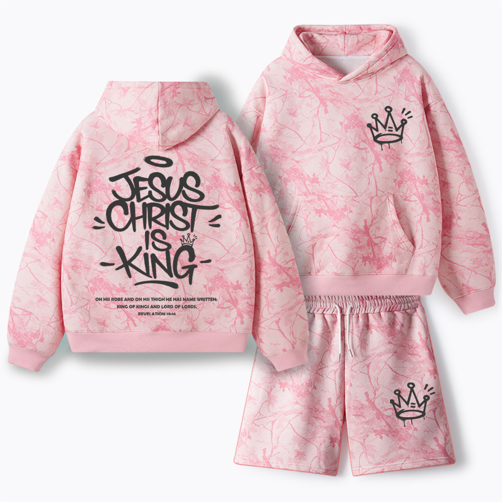 Jesus Christ Is King Christian Camo Fleece Hoodie Set