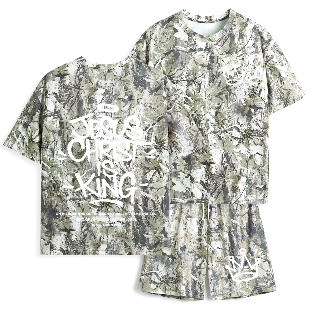Jesus Christ Is King Christian Camo T-Shirt & Shorts