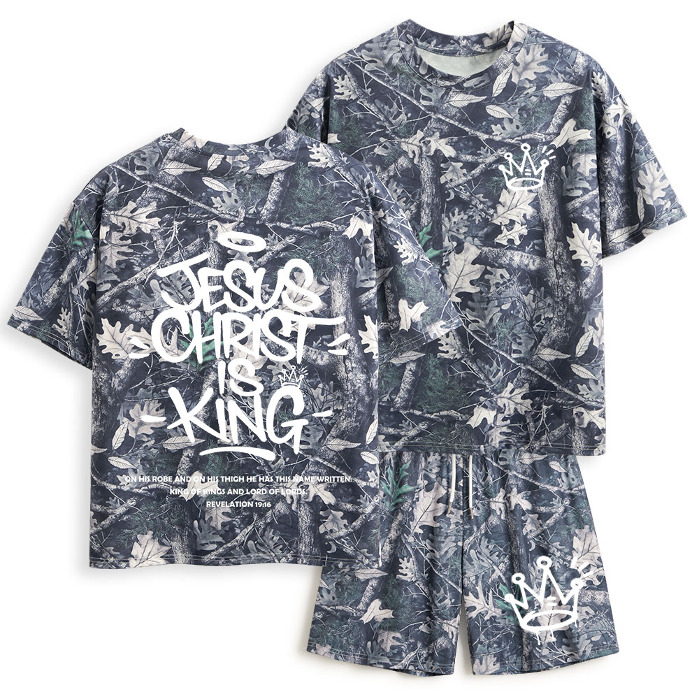 Jesus Christ Is King Christian Camo T-Shirt & Shorts
