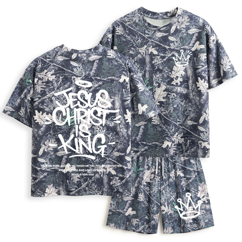 Jesus Christ Is King Christian Camo T-Shirt & Shorts