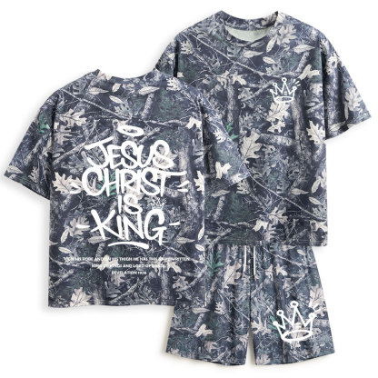 Jesus Christ Is King Christian Camo T-Shirt & Shorts
