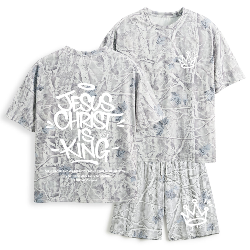 Jesus Christ Is King Christian Camo T-Shirt & Shorts