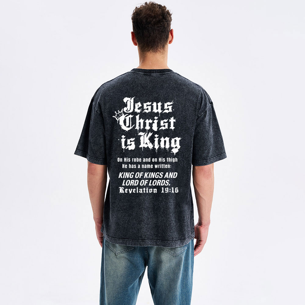 Jesus Christ Is King Christian Washed T-Shirt