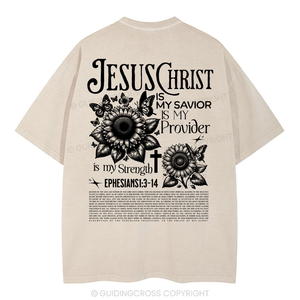 Jesus Christ Is My Savior Christian Washed T-Shirt