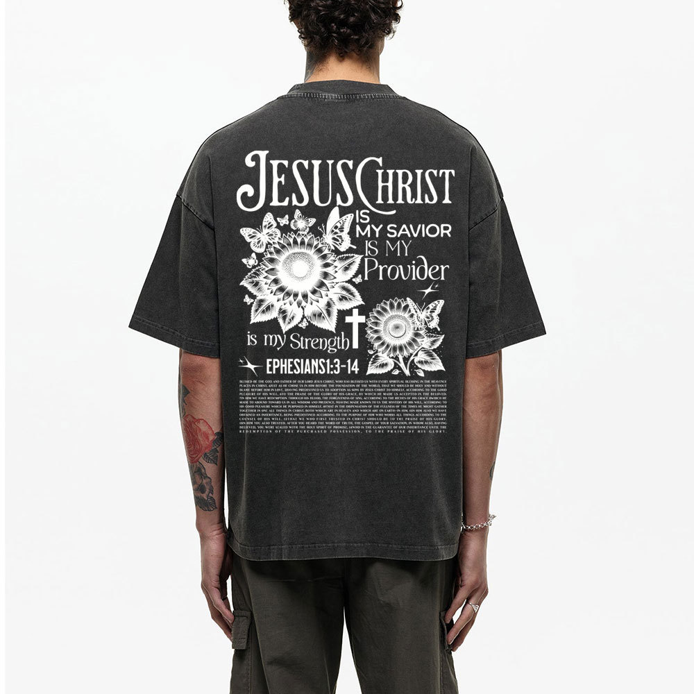 Jesus Christ Is My Savior Christian Washed T-Shirt