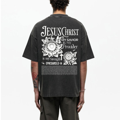 Jesus Christ Is My Savior Christian Washed T-Shirt