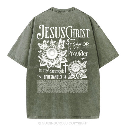 Jesus Christ Is My Savior Christian Washed T-Shirt