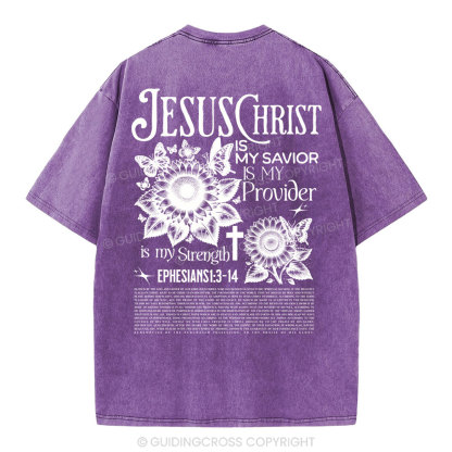 Jesus Christ Is My Savior Christian Washed T-Shirt