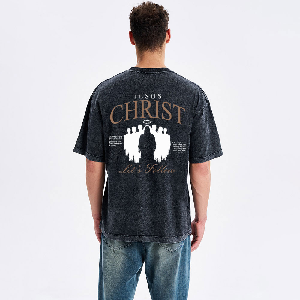 Jesus Christ Let's Follow Christian Washed T-Shirt