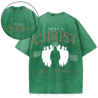 Jesus Christ Let's Follow Christian Washed T-Shirt